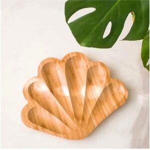 Beachly Bombshell Catchall Tray Bamboo Seashell Jewelry Dish Coastal Decor Bag